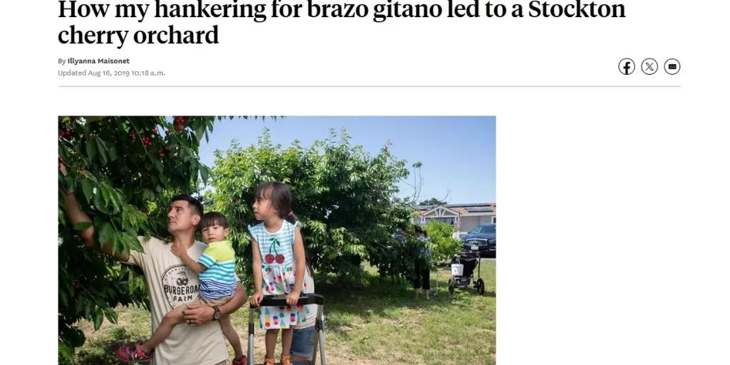 SF Chronicle article – How my hankering for brazo gitano led to a Stockton cherry orchard